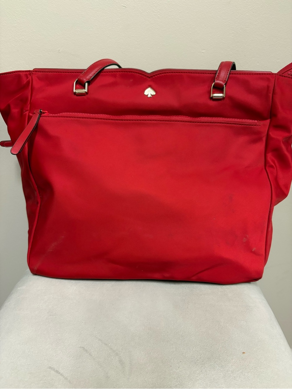 kate spade Red Tote with Gold Spade Accent
